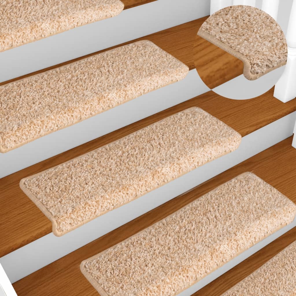 Tappetini per scale 15 pz 65x21x4 cm Oro Bordo rettangolare