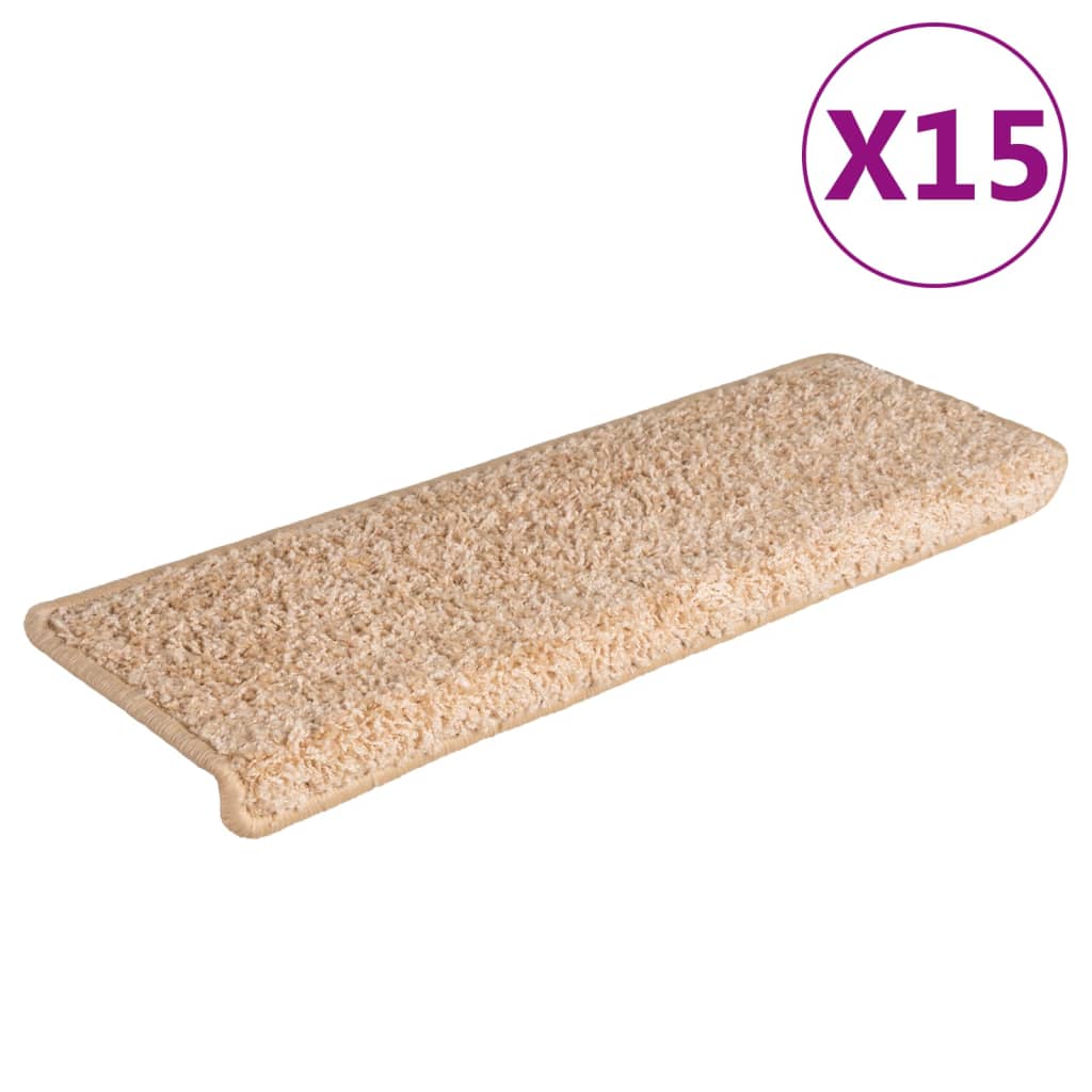 Tappetini per scale 15 pz 65x21x4 cm Oro Bordo rettangolare