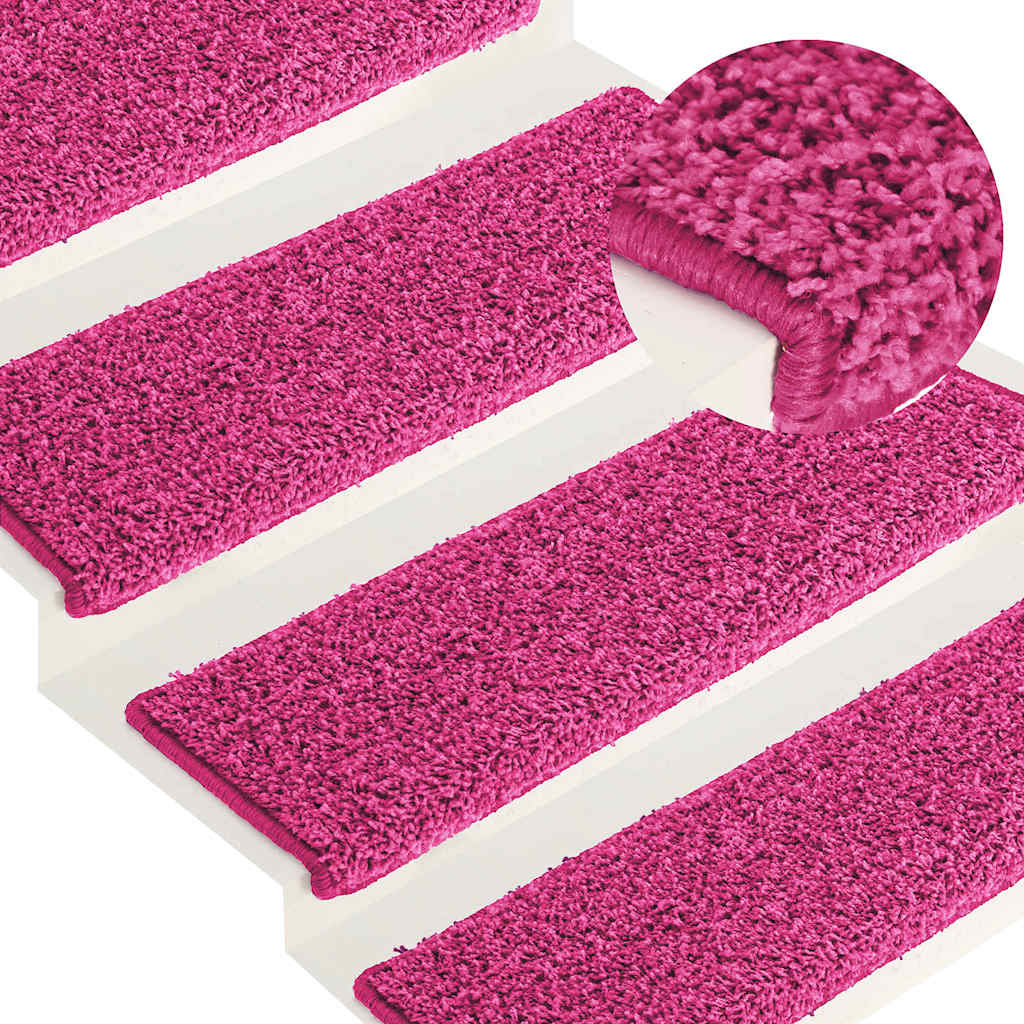 Tappetini per scale 15 pz 65x21x4 cm Rosa Bordo rettangolare