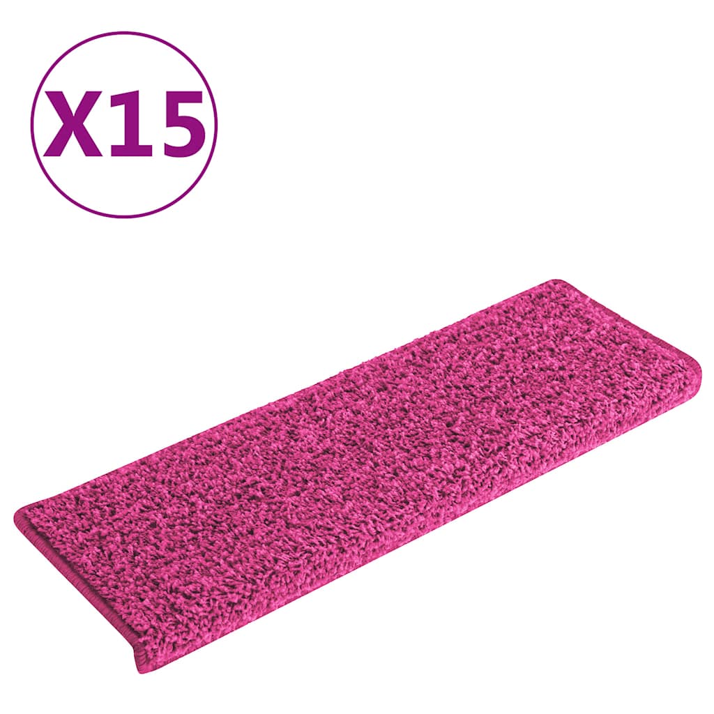 Tappetini per scale 15 pz 65x21x4 cm Rosa Bordo rettangolare