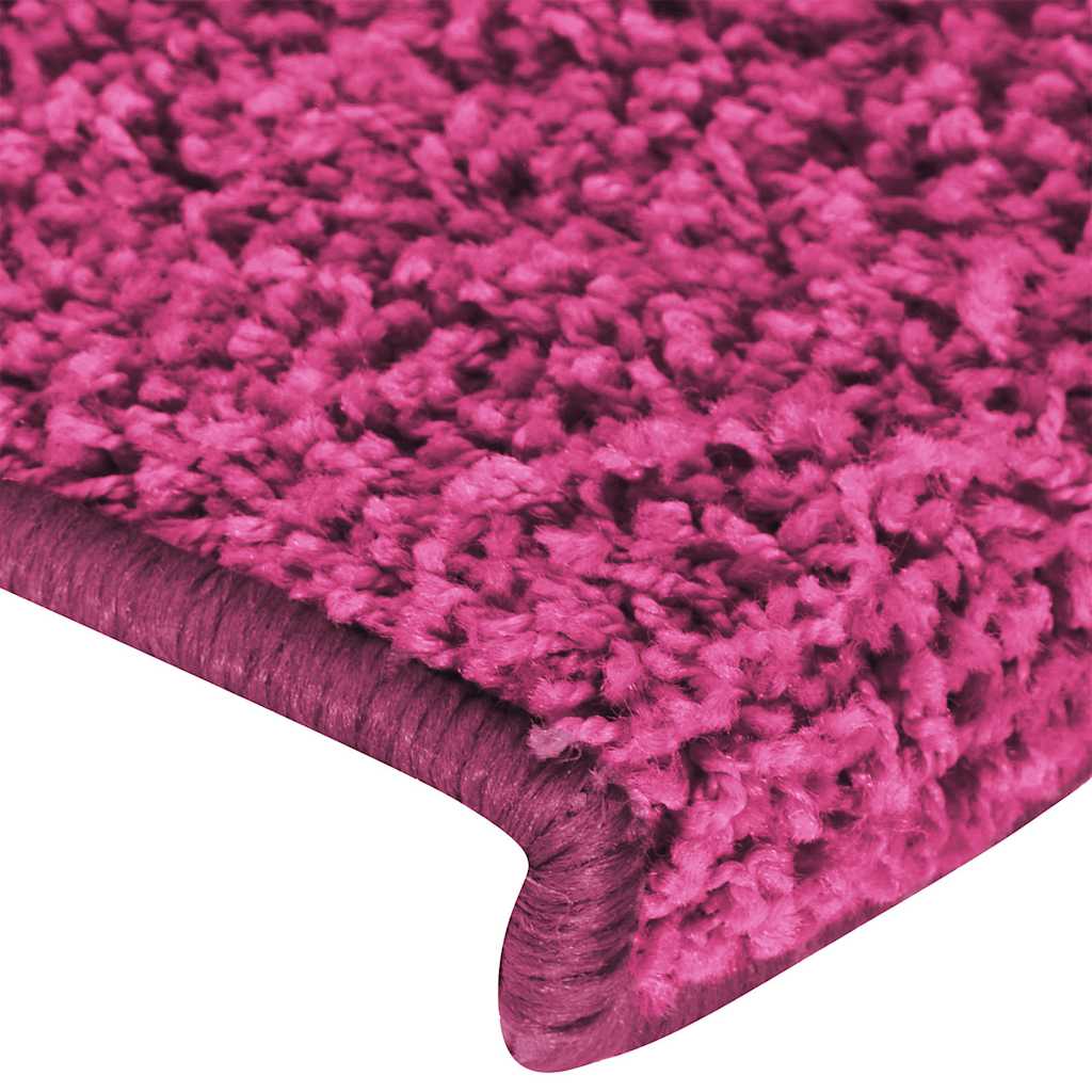 Tappetini per scale 15 pz 65x21x4 cm Rosa Bordo rettangolare