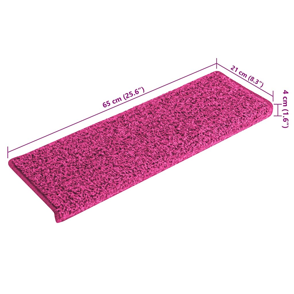 Tappetini per scale 15 pz 65x21x4 cm Rosa Bordo rettangolare