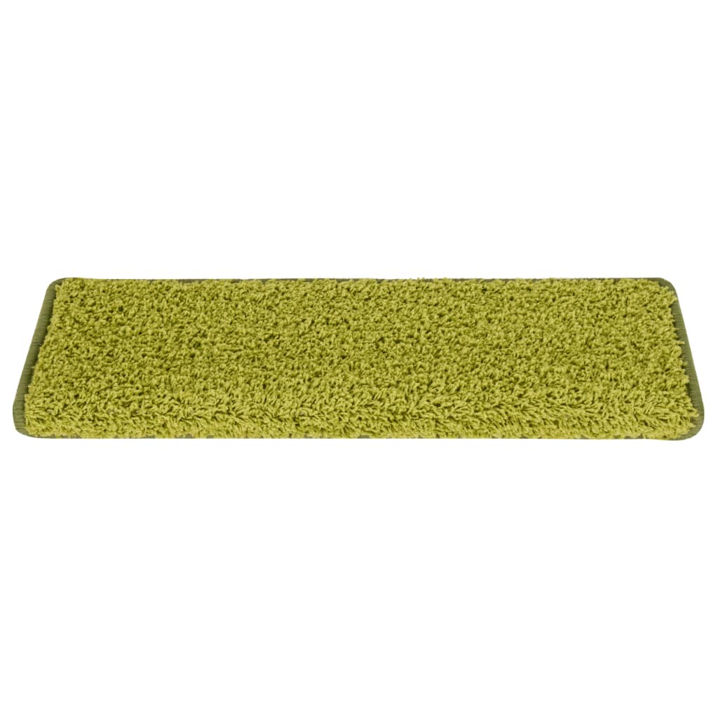 Tappetini per scale 15 pz 65x21x4 cm Verde Bordo rettangolare