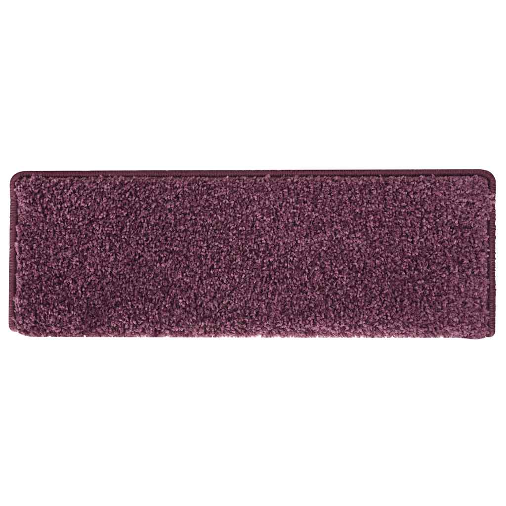 Tappetini per scale 15 pz 65x21x4 cm Viola scuro con bordo rettangolare