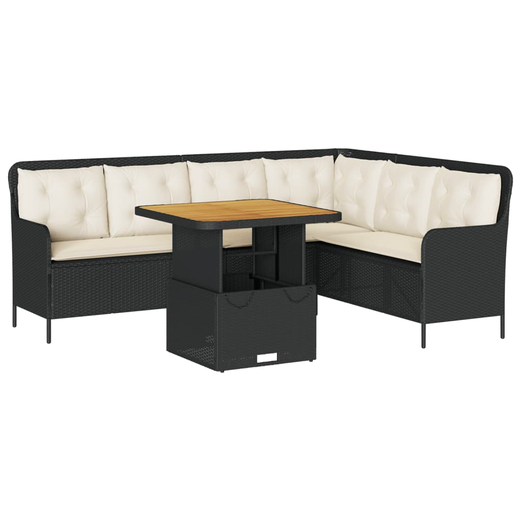 Set Divani da Giardino 2 pz con Cuscini in Polyrattan Nero