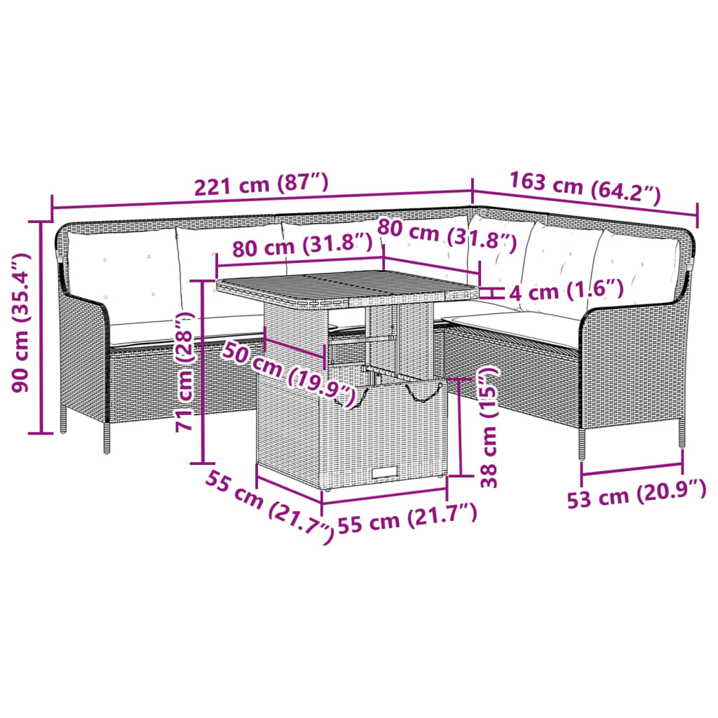Set Divani da Giardino 2 pz con Cuscini in Polyrattan Nero
