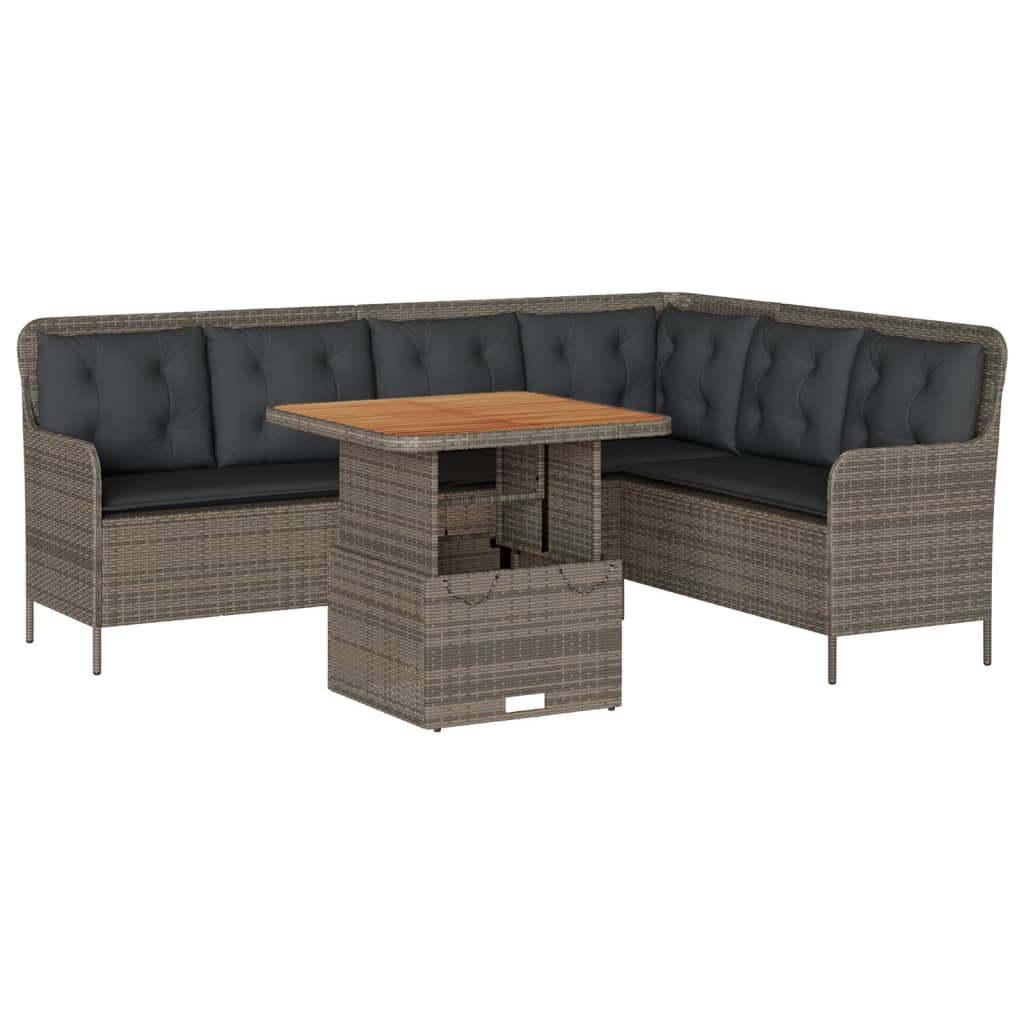 Set Divano da Giardino 2 pz con Cuscini Grigio in Polyrattan
