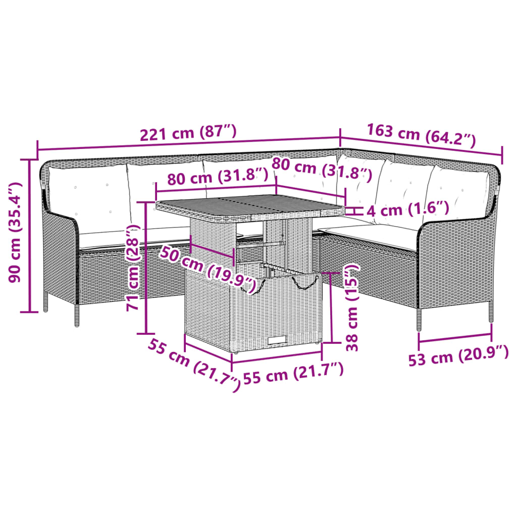 Set Divano da Giardino 2 pz con Cuscini Grigio in Polyrattan