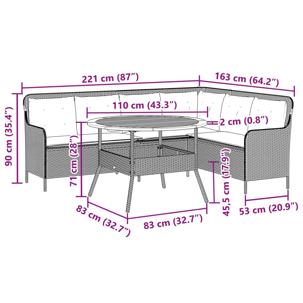 Set Divani da Giardino 2 pz con Cuscini Beige in Polyrattan