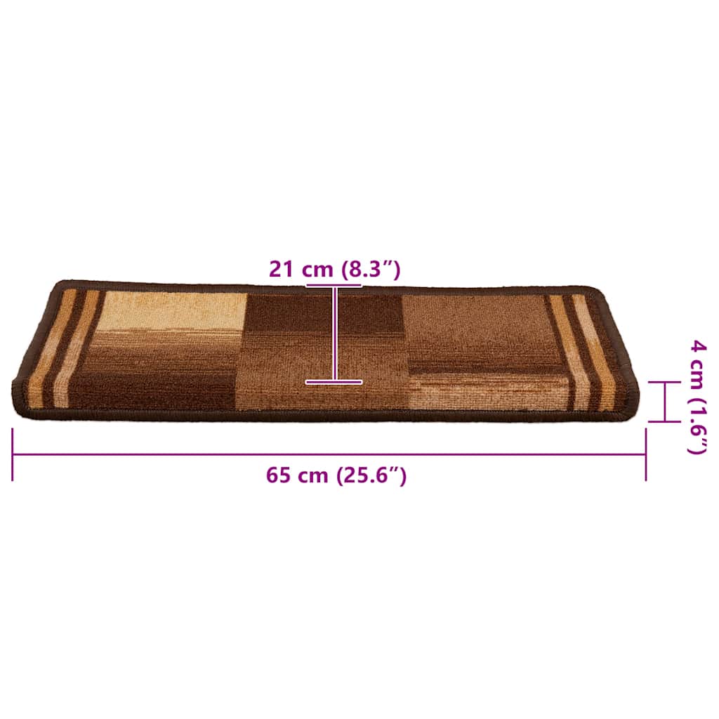 Tappetini Autoadesivi per Scale 15 pz 65x21x4 cm Marroni