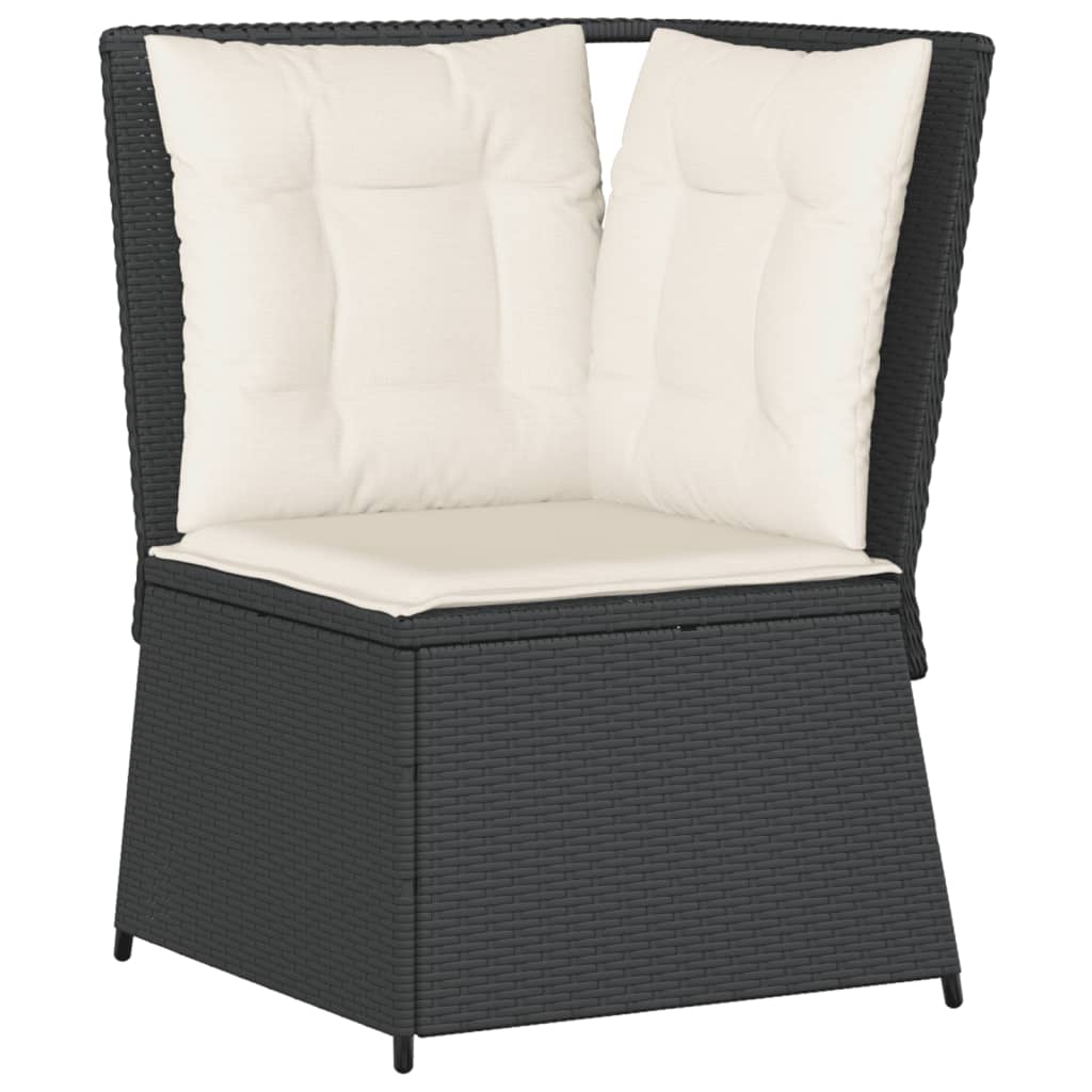 Set Divani da Giardino 4 pz con Cuscini Nero in Polyrattan