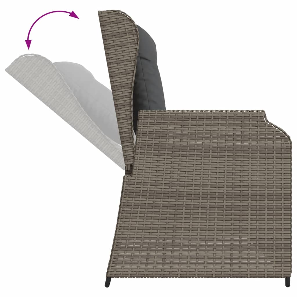 Set Divani da Giardino 4 pz con Cuscini in Polyrattan Grigio