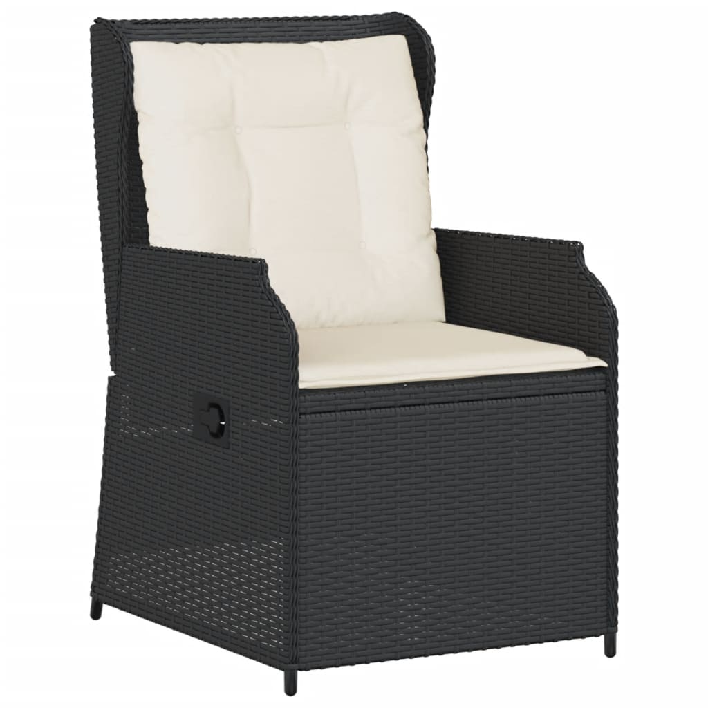 Set Divani da Giardino 5 pz con Cuscini Nero in Polyrattan