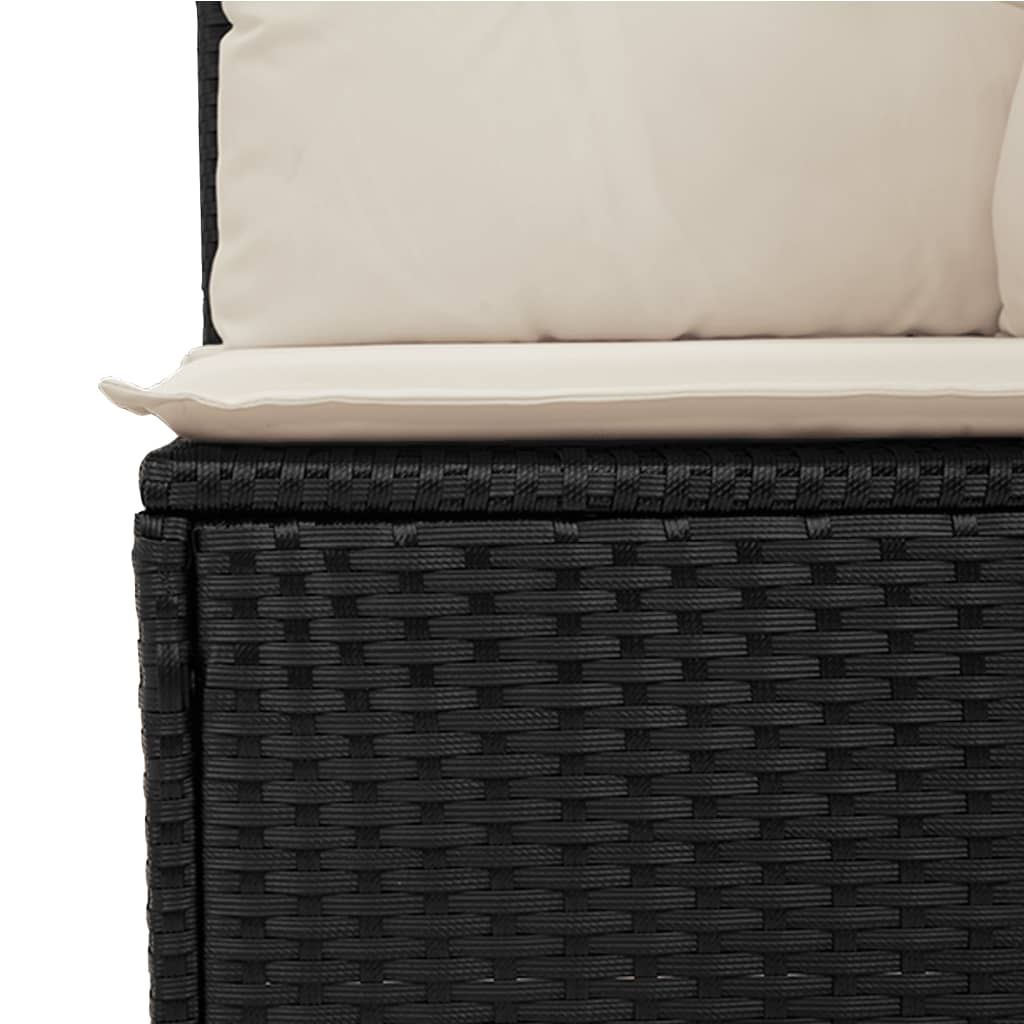 Set Divani da Giardino 5 pz con Cuscini Nero in Polyrattan