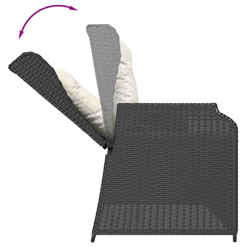 Set Divani da Giardino 5 pz con Cuscini Nero in Polyrattan