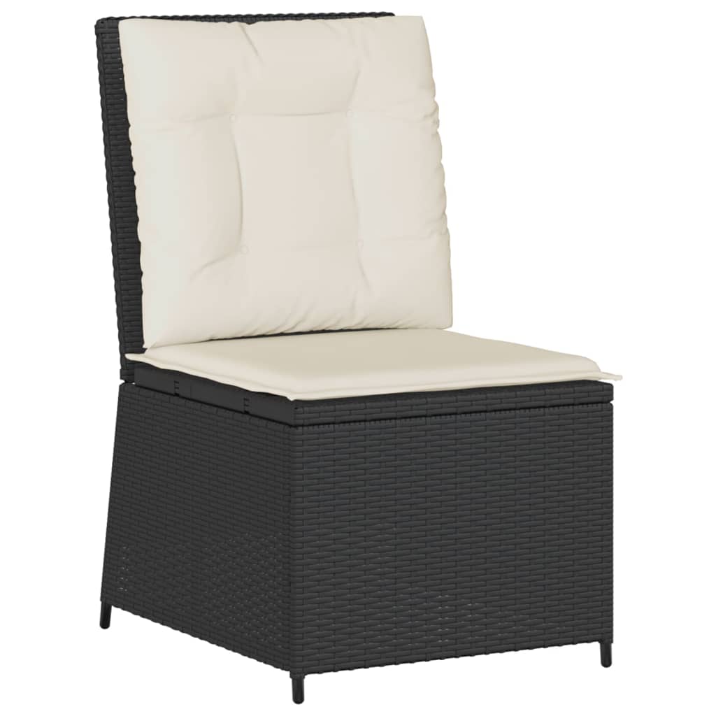 Set Divani da Giardino 5 pz con Cuscini Nero in Polyrattan
