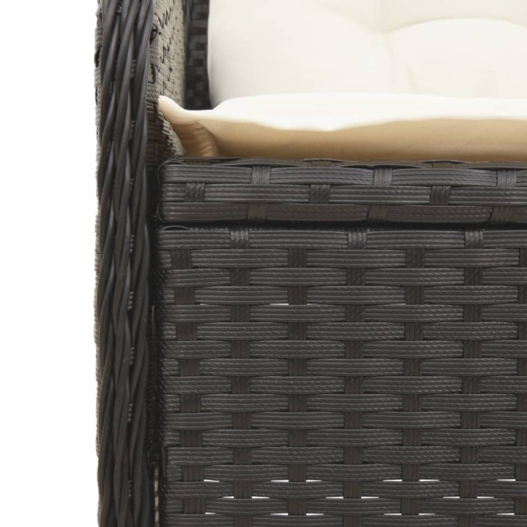 Set Divani da Giardino 5 pz con Cuscini Nero in Polyrattan