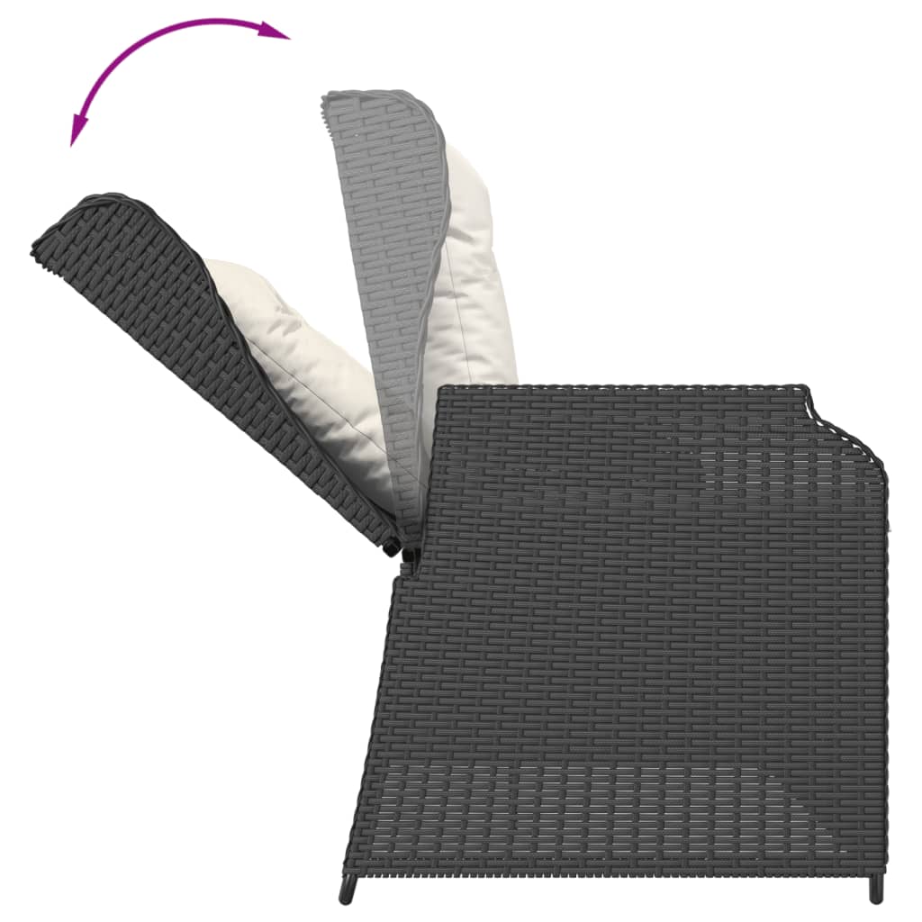 Set Divani da Giardino 5 pz con Cuscini Nero in Polyrattan