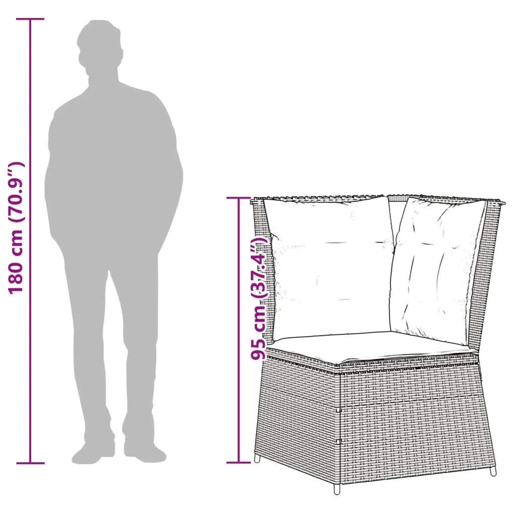 Set Divani da Giardino 5 pz con Cuscini in Polyrattan Grigio