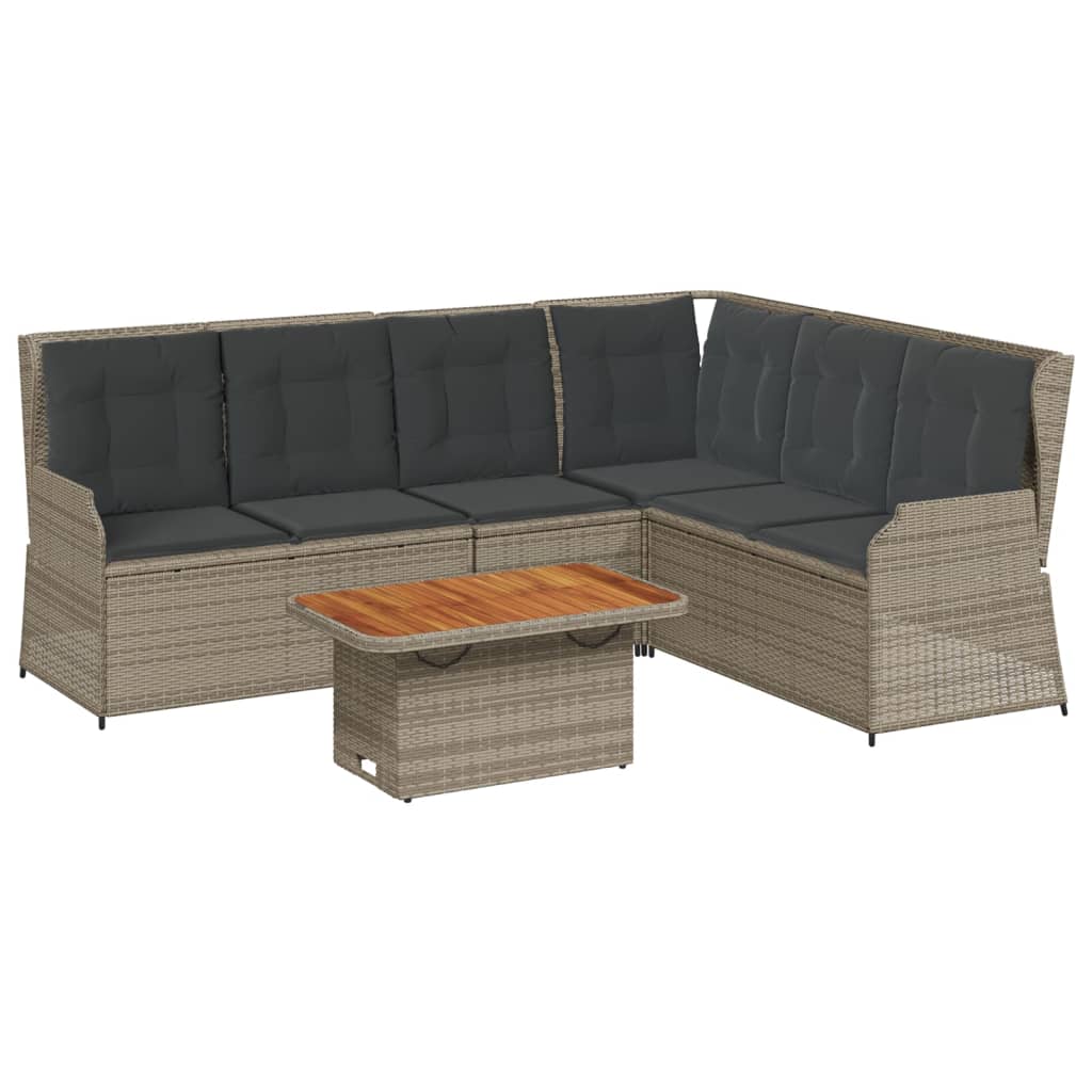 Set Divani da Giardino 5 pz con Cuscini in Polyrattan Grigio