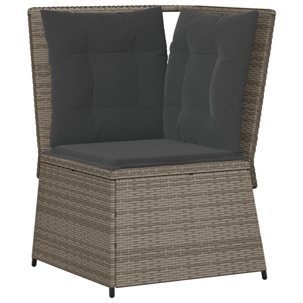 Set Divani da Giardino 5 pz con Cuscini in Polyrattan Grigio