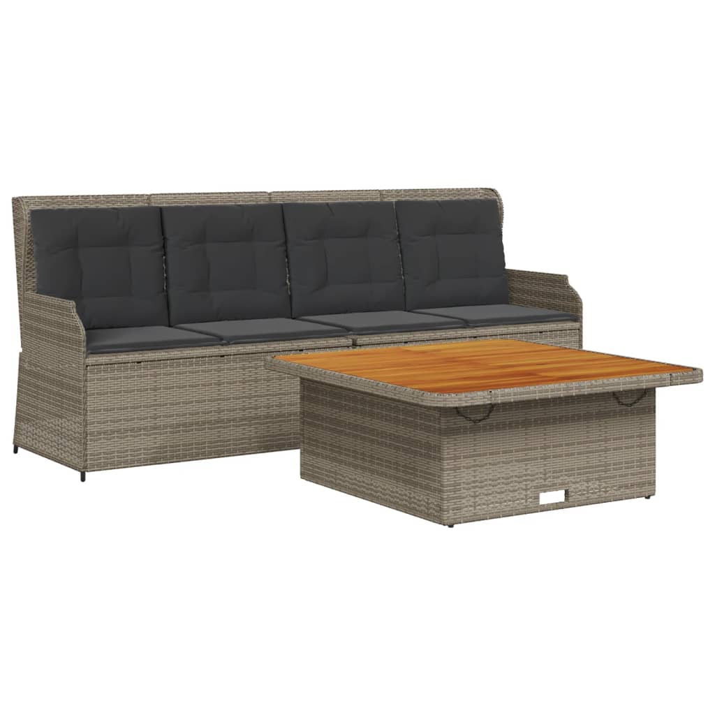 Set Divani da Giardino 3 pz con Cuscini Grigio in Polyrattan