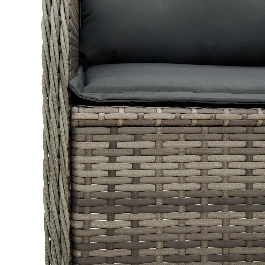 Set Divani da Giardino 3 pz con Cuscini in Polyrattan Grigio