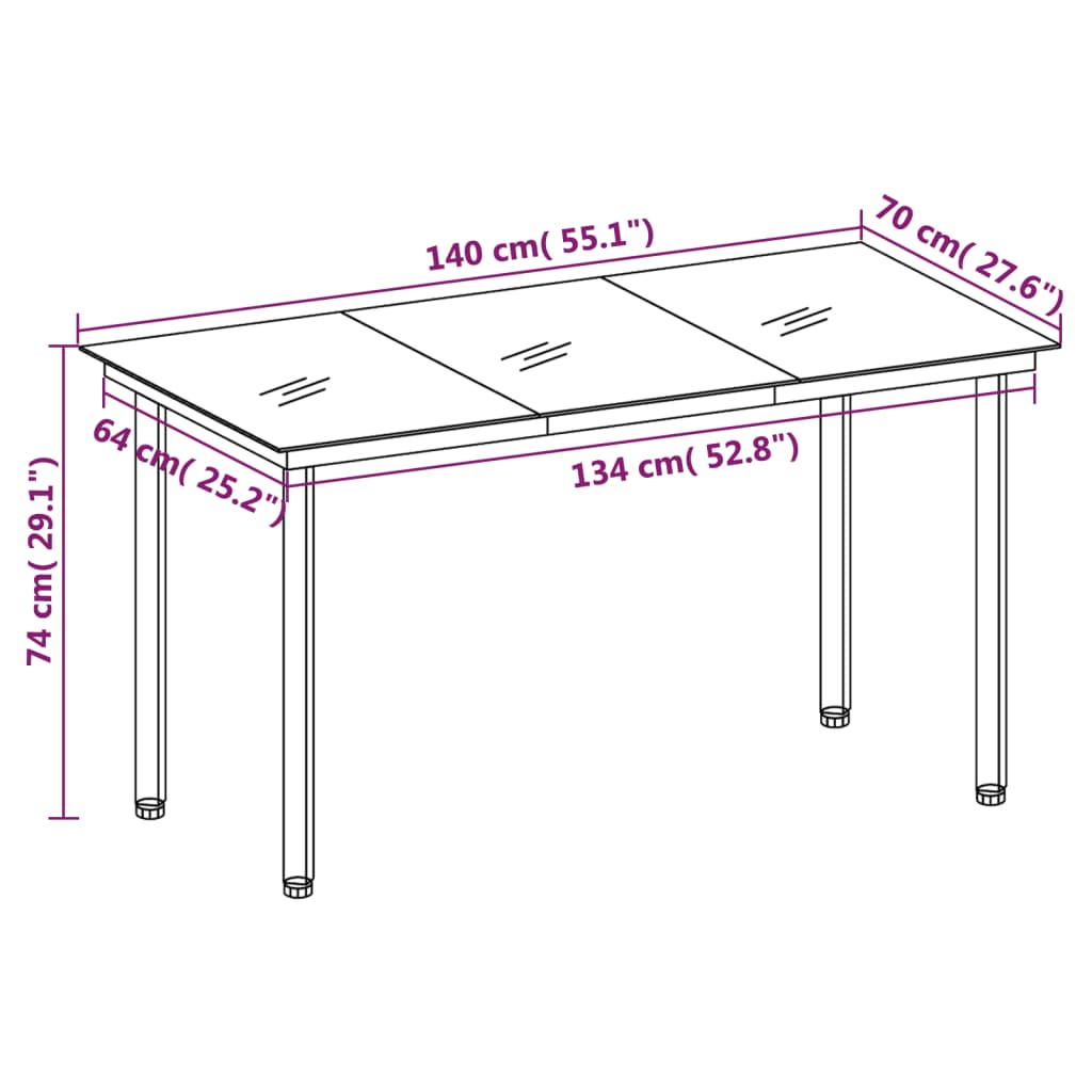 Set da Pranzo da Giardino 5pz con Cuscini in Polyrattan Marrone