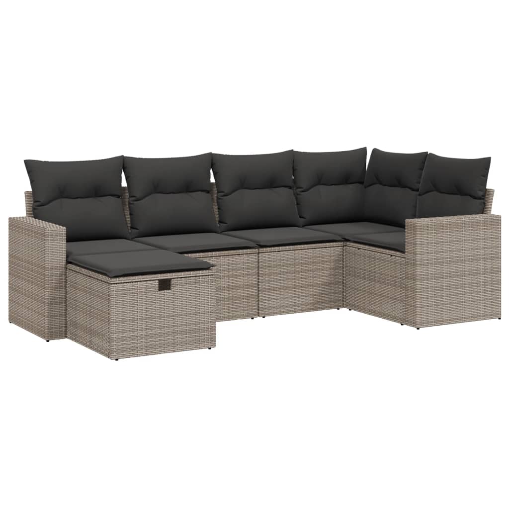 Set Divano da Giardino 6 pz in Polyrattan Grigio