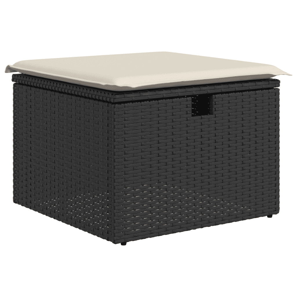 Set Divano da Giardino 6 pz con Cuscini Nero in Polyrattan
