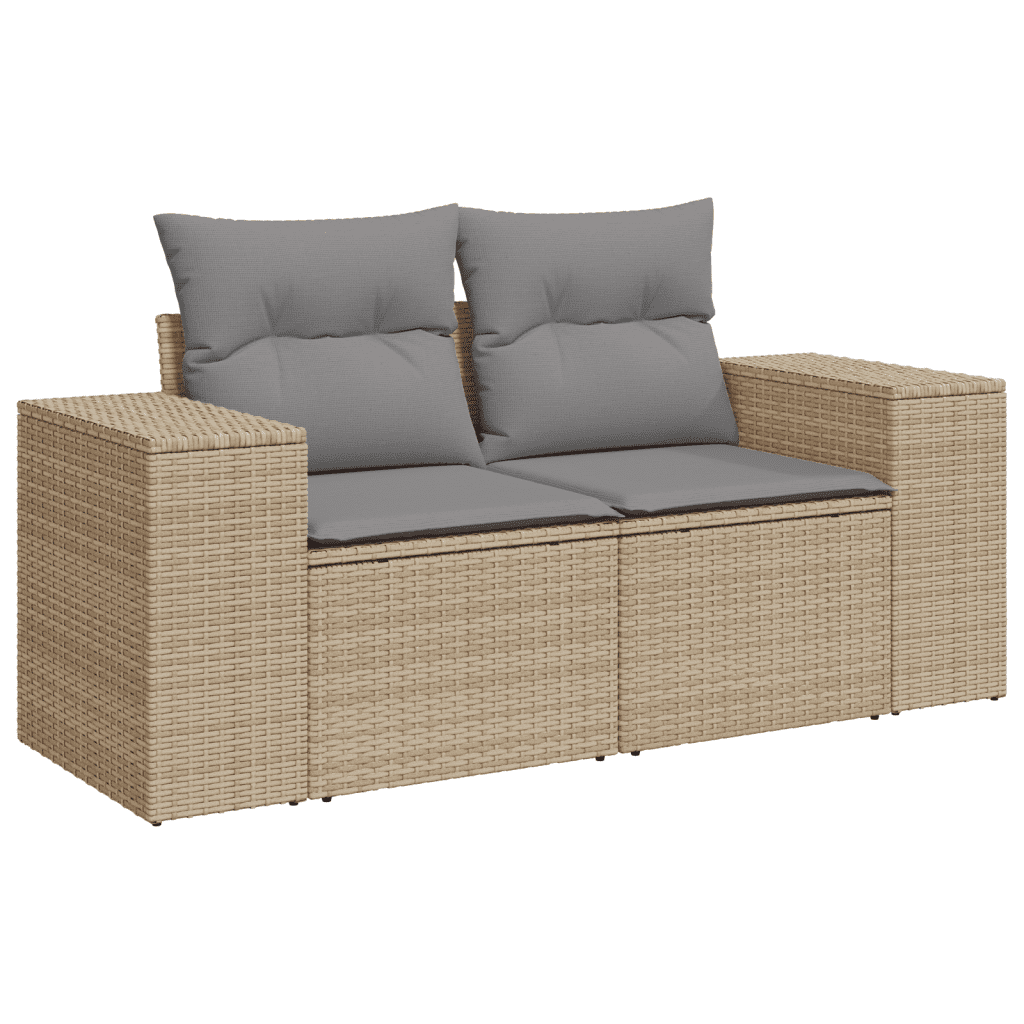 Set Divano da Giardino 6 pz con Cuscini Beige Misto Polyrattan