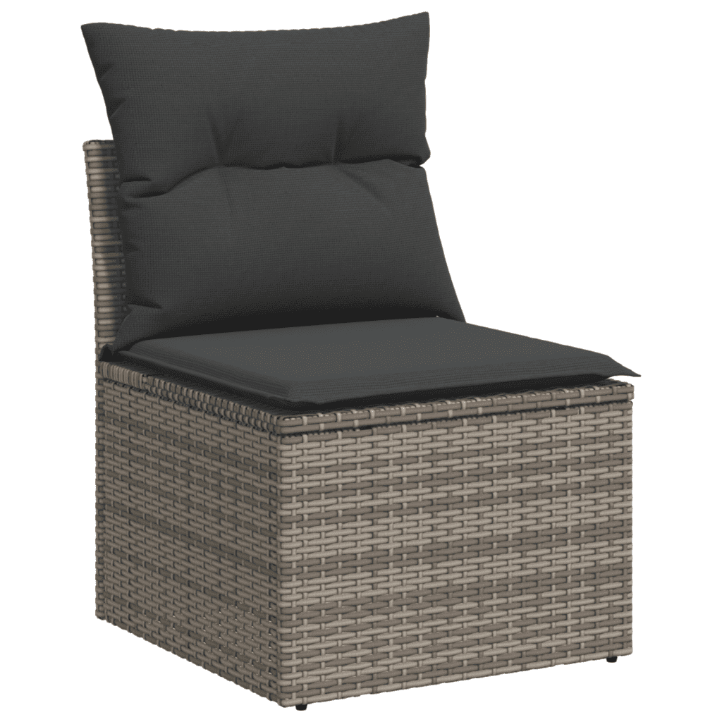 Salotto da Giardino 7 pz Polyrattan Grigio con Cuscini Sfoderabili