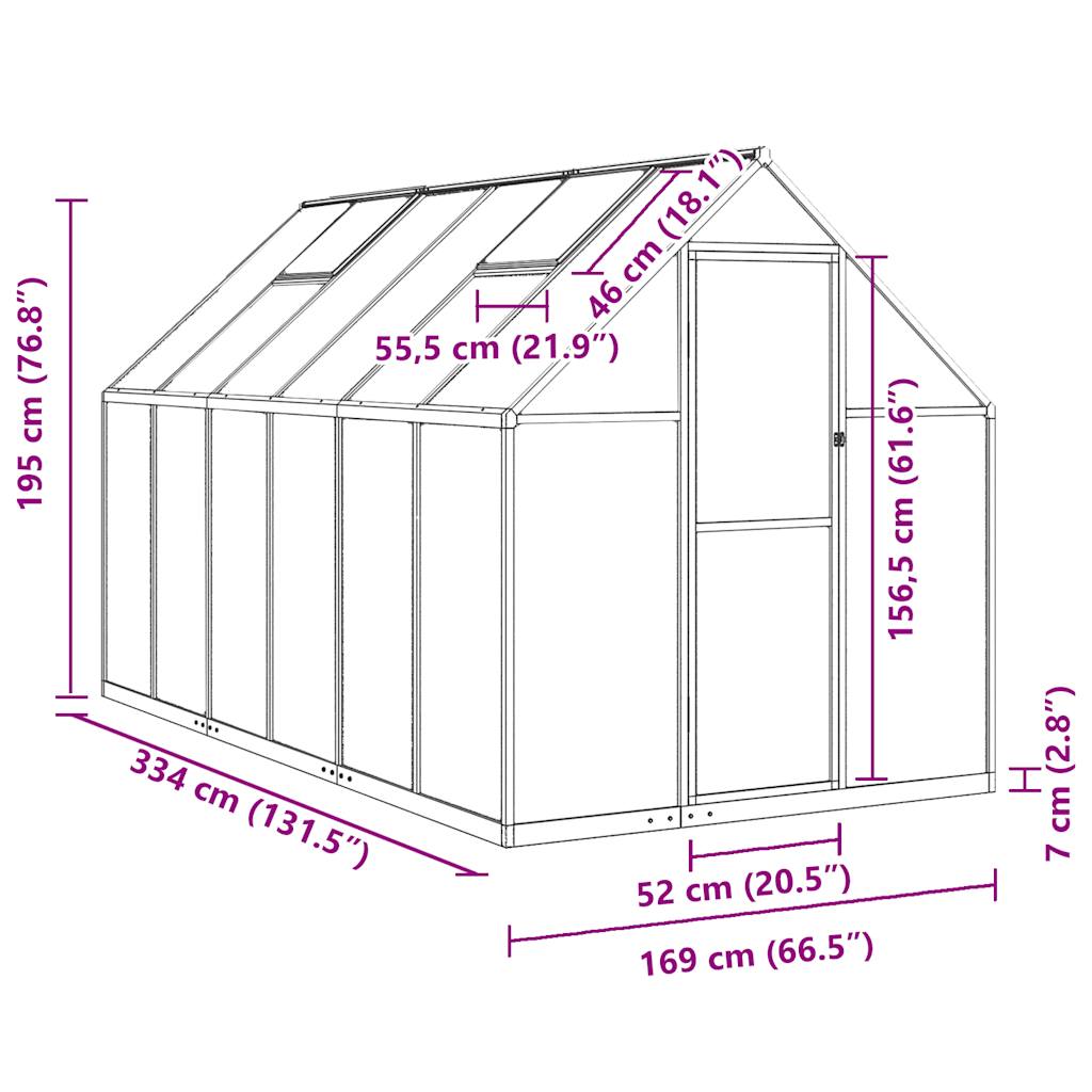 Telaio Serra con Base Antracite 334x169x195 cm in Alluminio