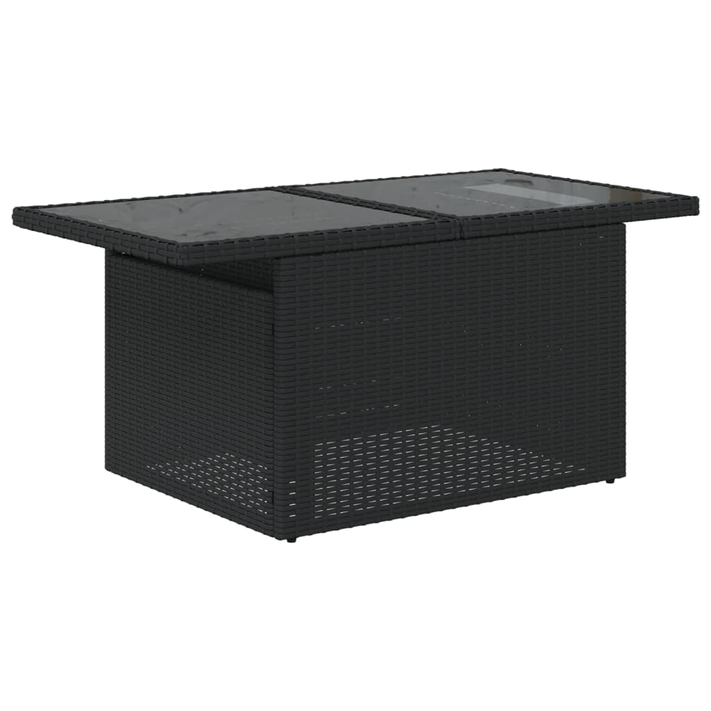 Salotto da giardino 5 pezzi in rattan PE nero con tavolo