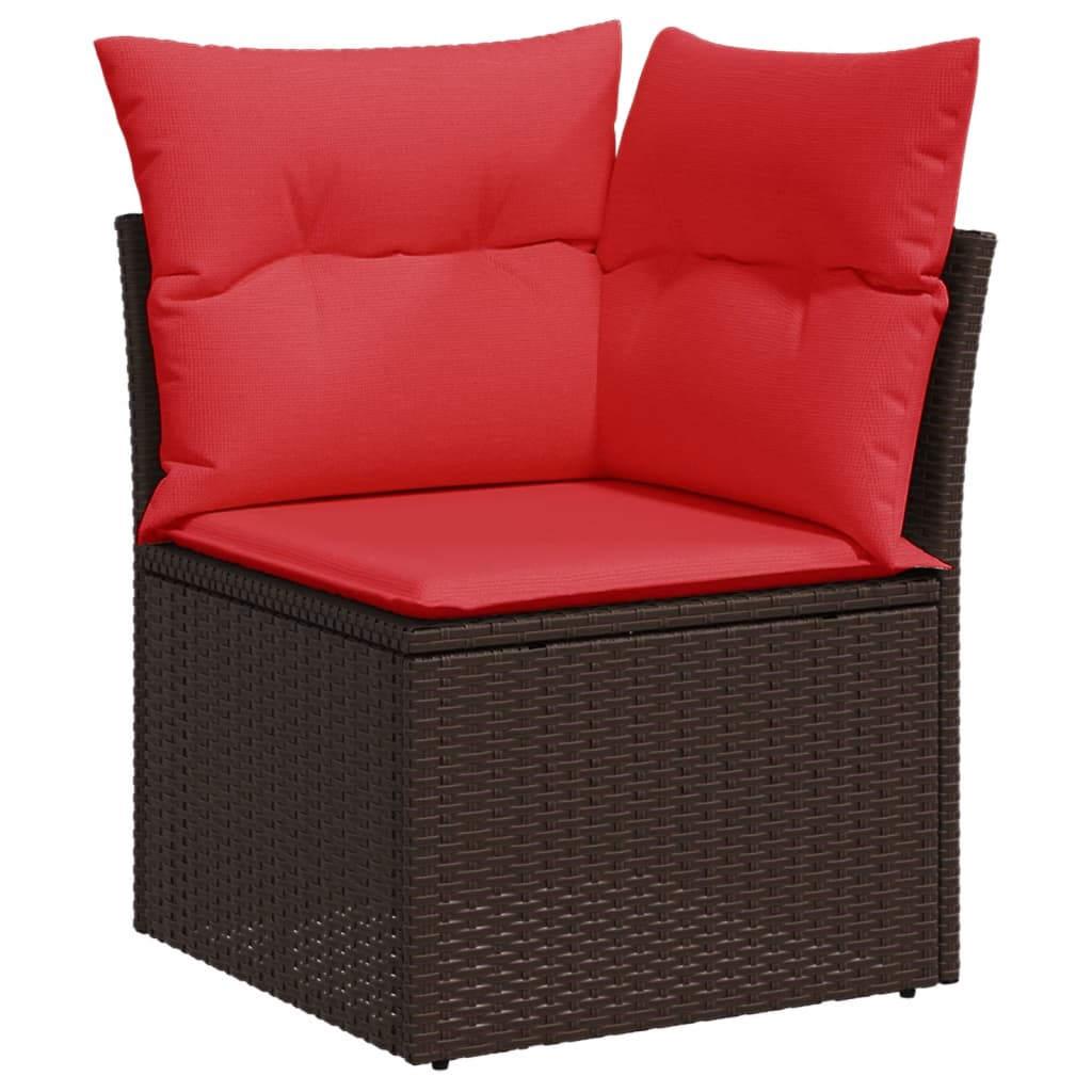 Salotto da Giardino 5 pz Marrone Rattan PE con Cuscini