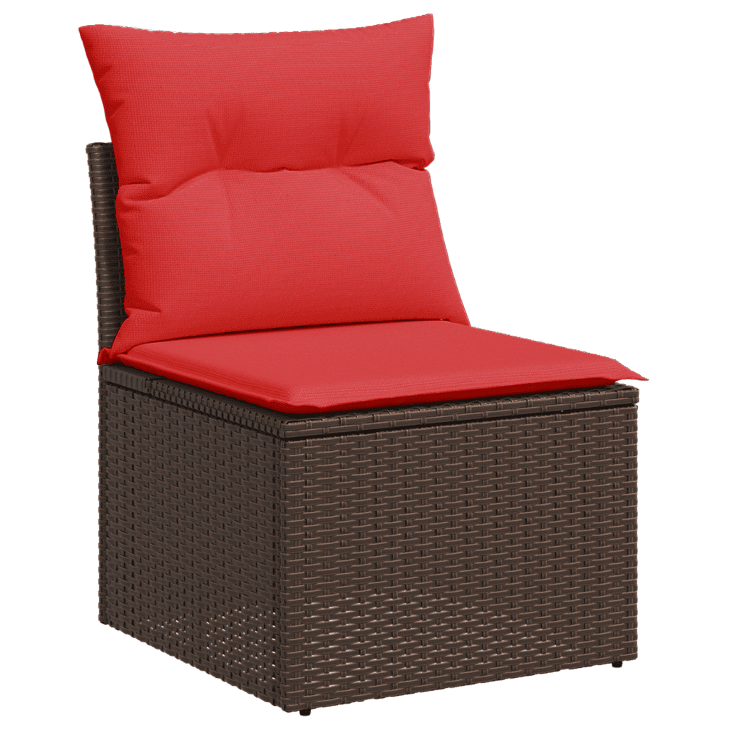 Set Divani da Giardino 6 pz con Cuscini Marrone in Polyrattan