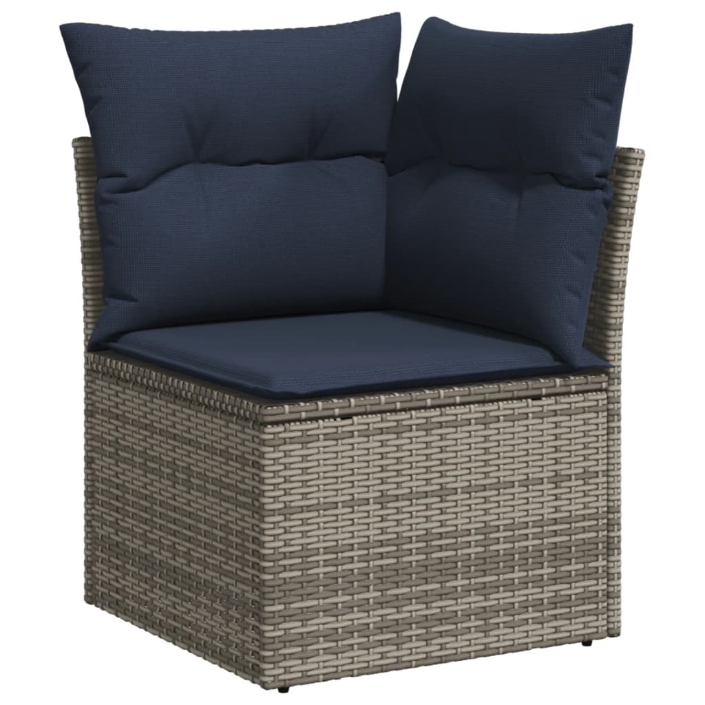 Set Divani da Giardino 6 pz con Cuscini Grigio in Polyrattan