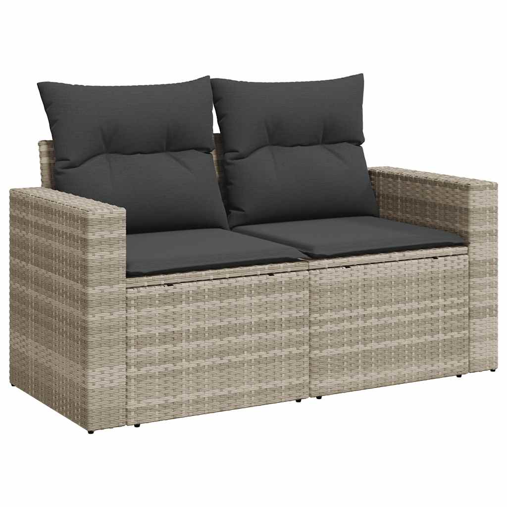 Set Divano da Giardino 5pz con Cuscini Grigio Chiaro Polyrattan