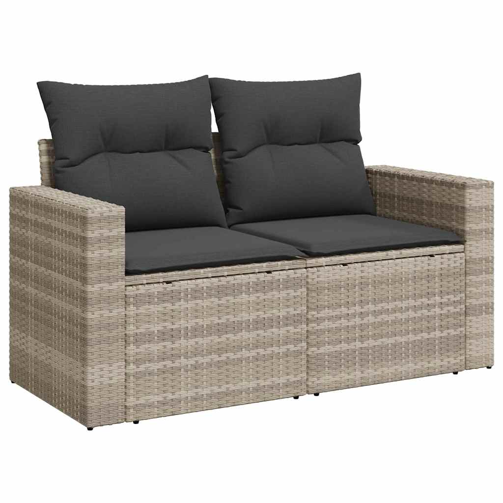 Set Divano da Giardino 5pz con Cuscini Grigio Chiaro Polyrattan