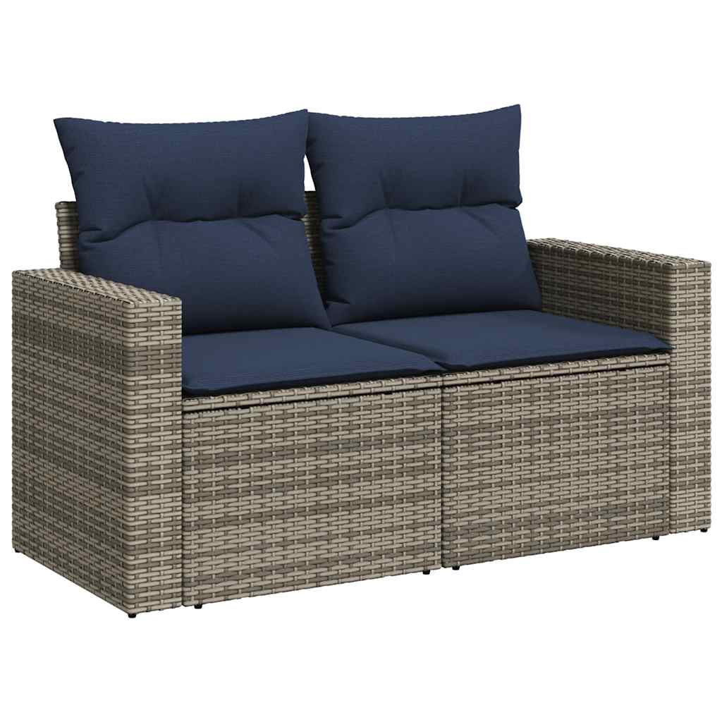 Set Divani da Giardino 6 pz con Cuscini Grigio in Polyrattan