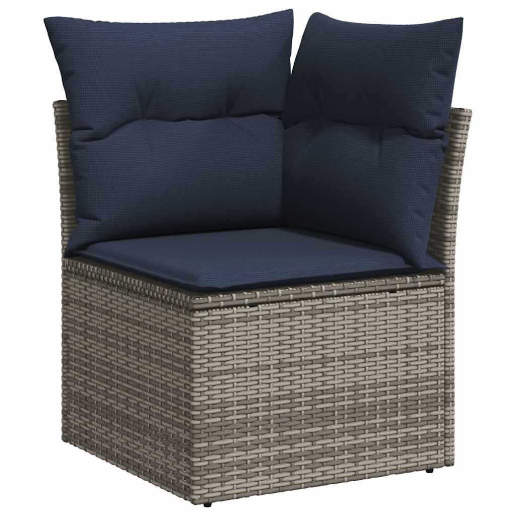 Set Divani da Giardino 6 pz con Cuscini Grigio in Polyrattan