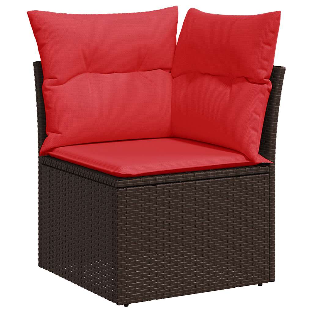 Set Divani da Giardino 6 pz con Cuscini Marrone in Polyrattan