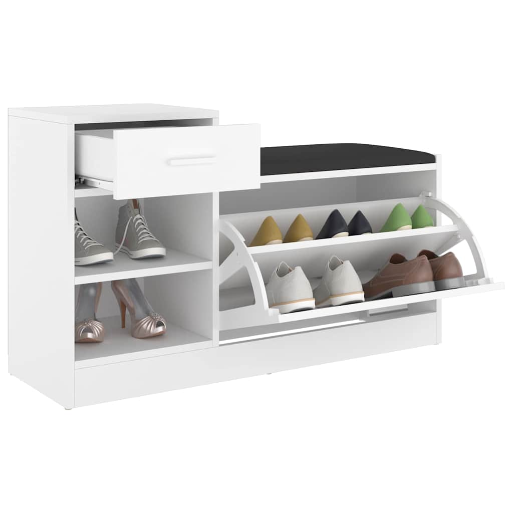 Panca Porta Scarpe Bianca 94,5x31x57 cm in Legno Multistrato