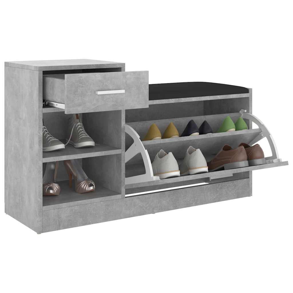 Panca Porta Scarpe Grigio Cemento 94,5x31x57 cm Multistrato