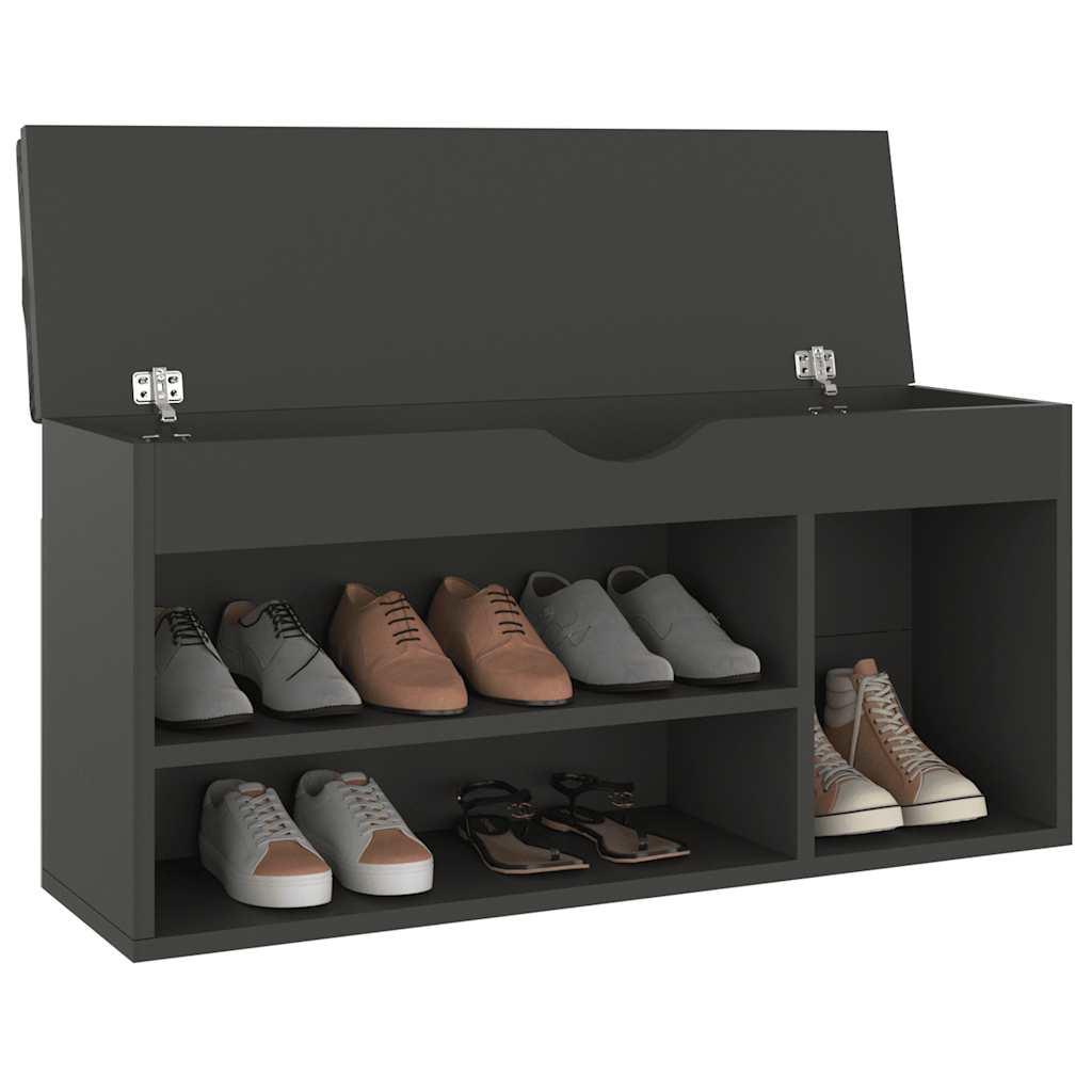 Panca Porta Scarpe con Cuscino Grigia 104x30x49cm Multistrato