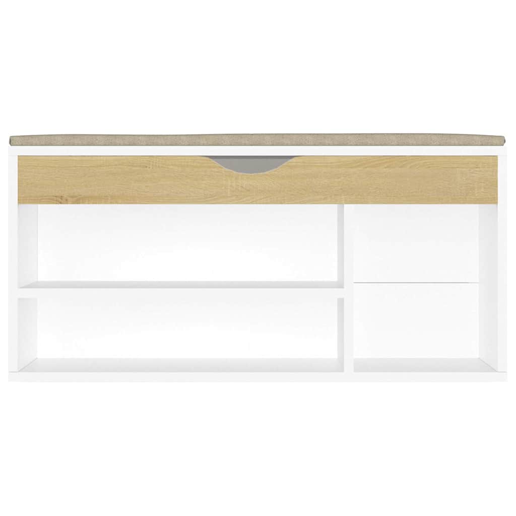 Panca Scarpe Cuscino Bianco Rovere Sonoma 104x30x49 Multistrato