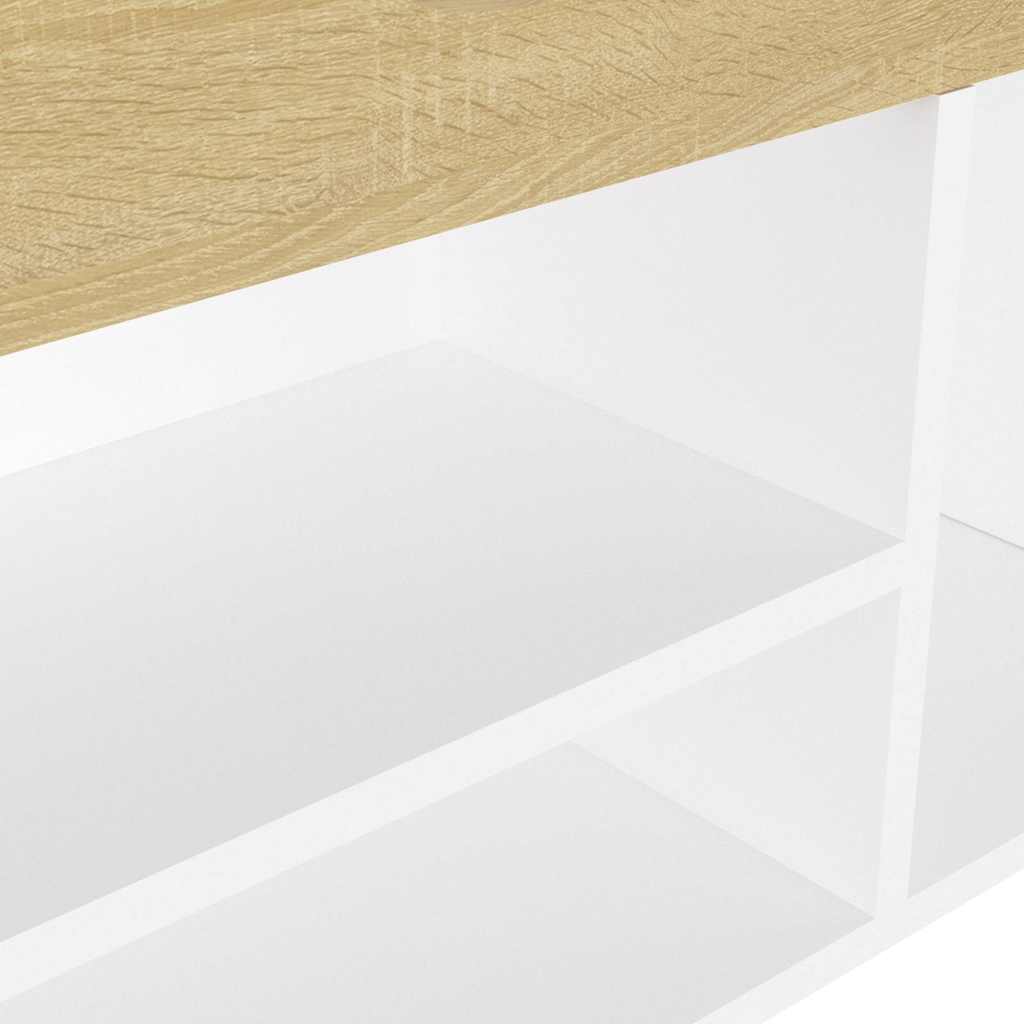 Panca Scarpe Cuscino Bianco Rovere Sonoma 104x30x49 Multistrato