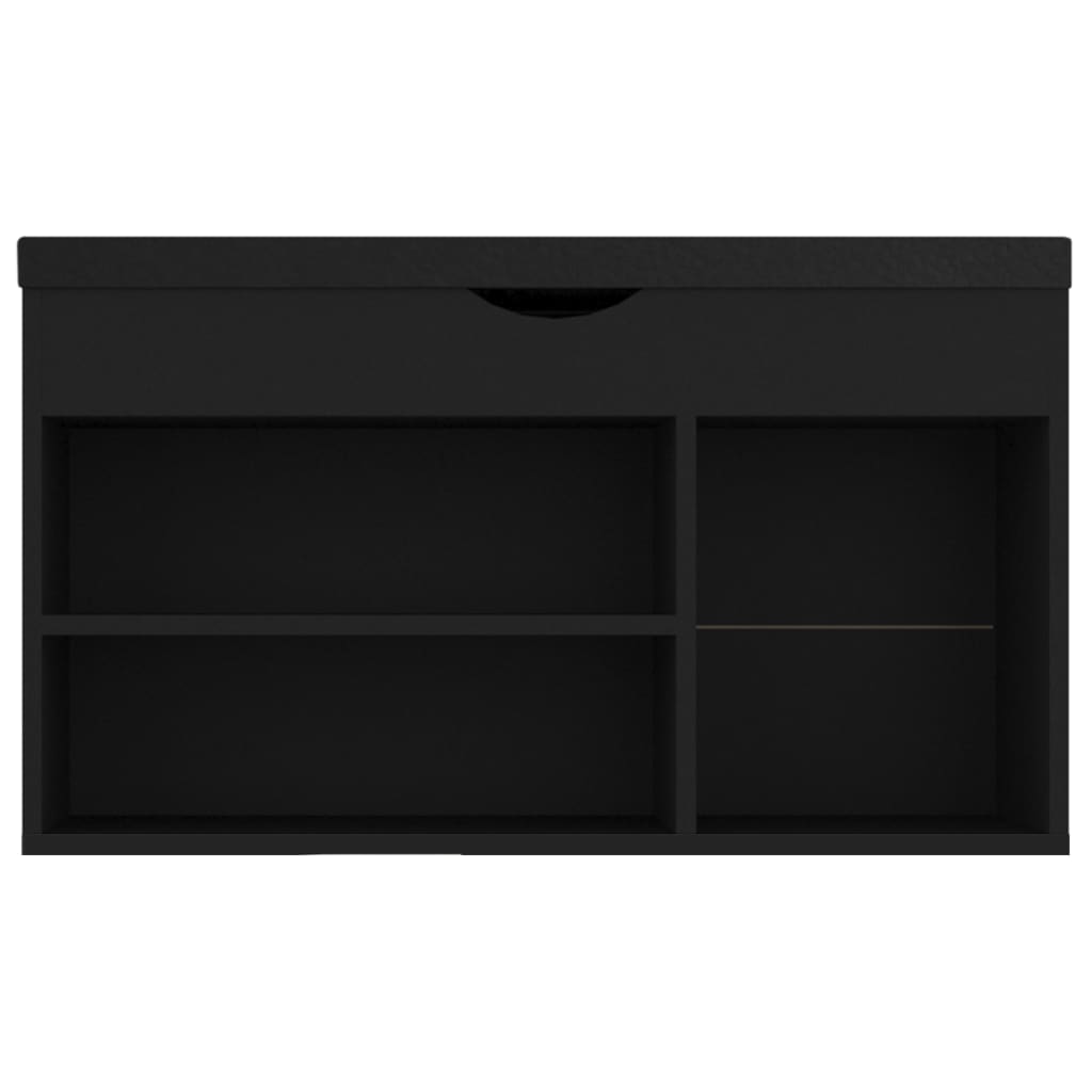 Panca Porta Scarpe con Cuscino Nera 80x30x47 Legno Multistrato