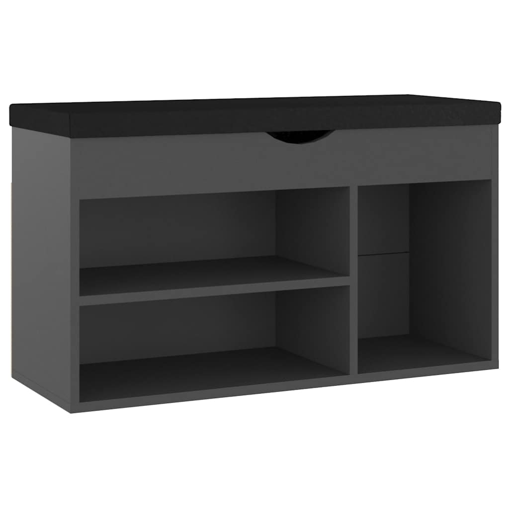 Panca Porta Scarpe con Cuscino Grigia 80x30x47cm Multistrato