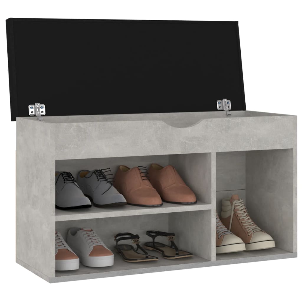 Panca Scarpe con Cuscino Grigio Cemento 80x30x47cm Multistrato